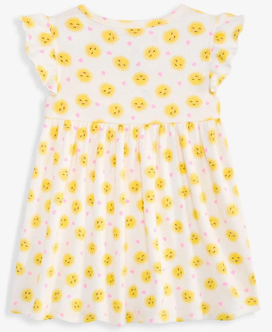 Платье с коротким рукавом-воланами и принтом солнце и сердца Sun Heart-Print Dress First Impressions, Angel White — фото 2