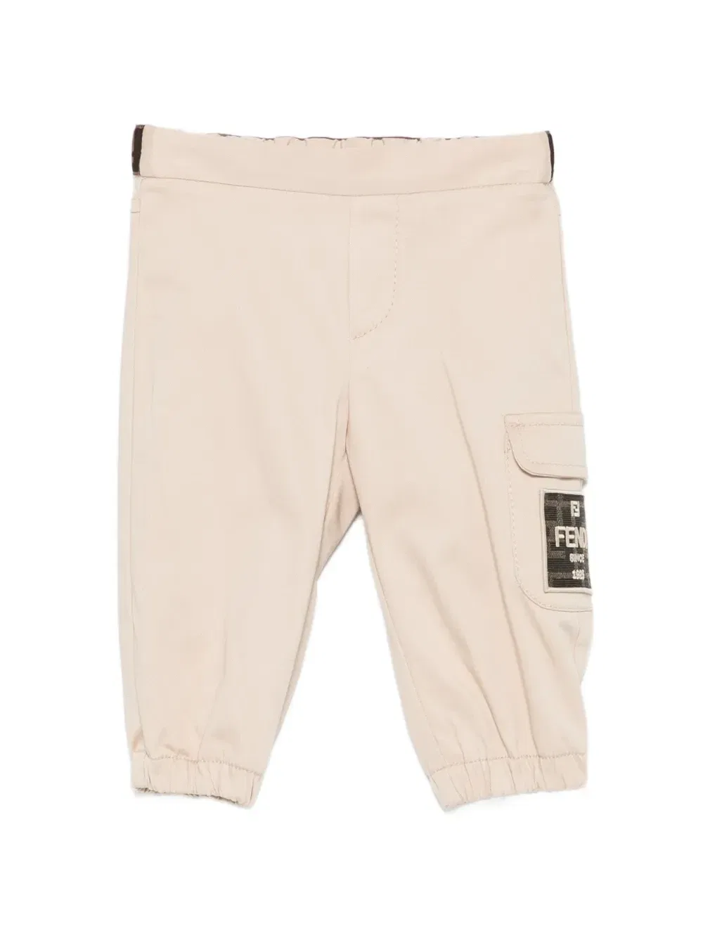 Брюки с карманом и нашивкой-логотипом Fendi Kids, бежевый