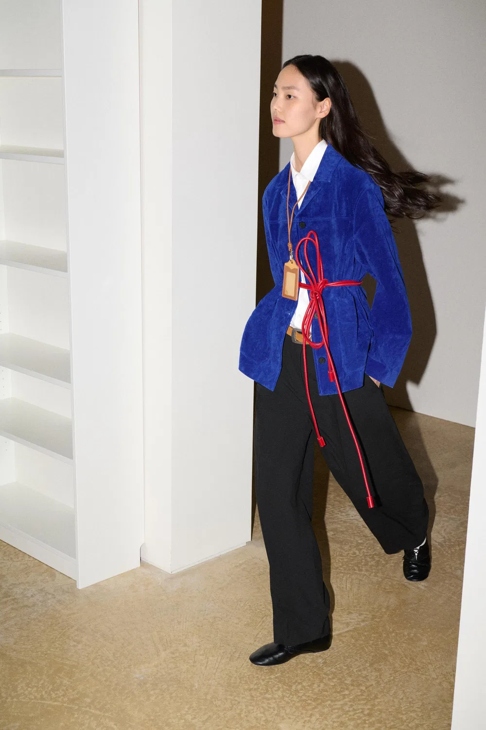Женская кожаная куртка ZW Collection Zara, синий — фото 3