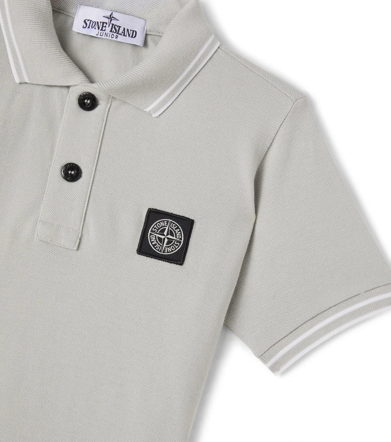 Поло из смесового хлопка Compass Stone Island Junior, серый — фото 4