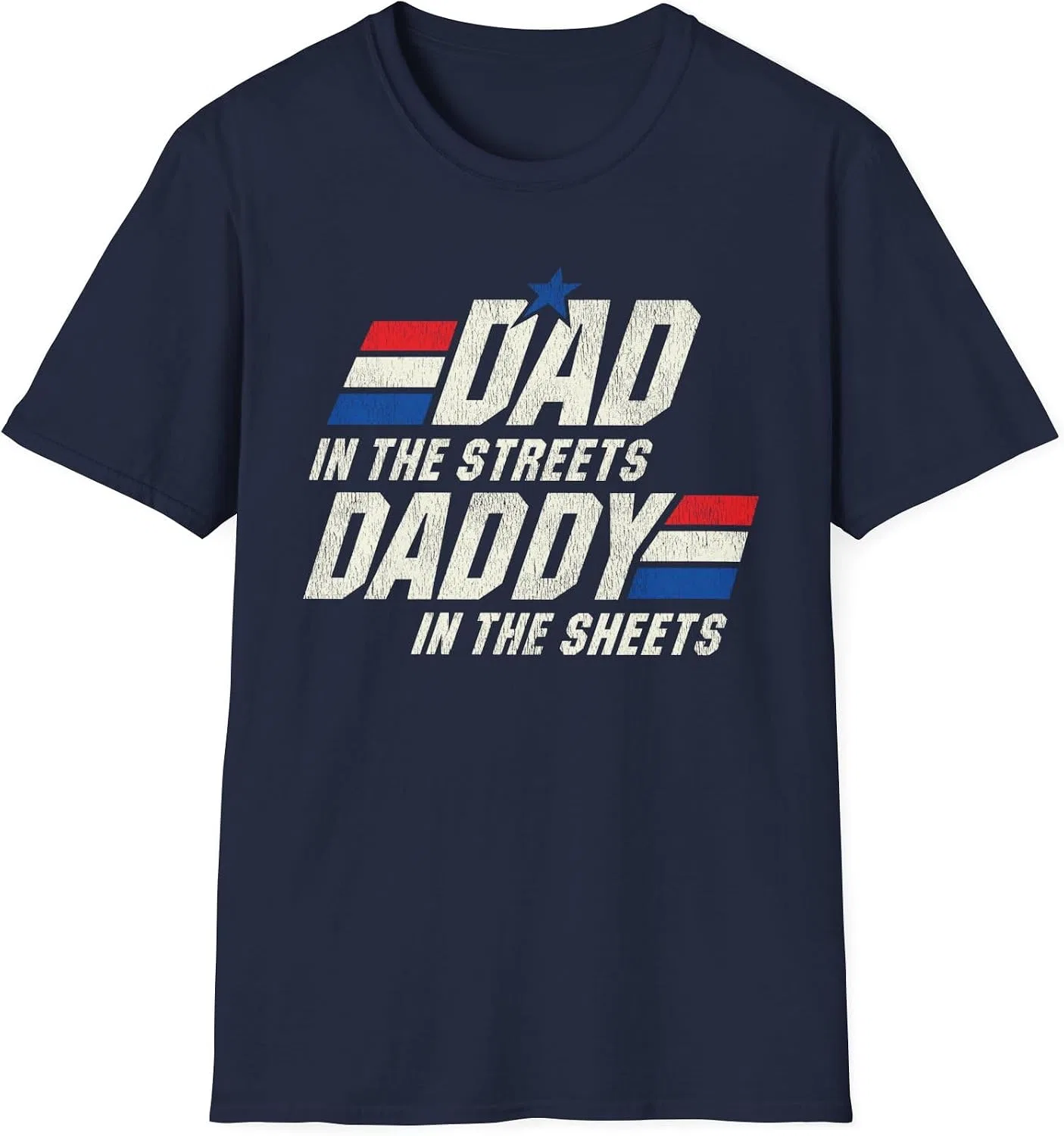 Мужская футболка с принтом Dad in The Streets Daddy in The Sheets, тёмно-синий