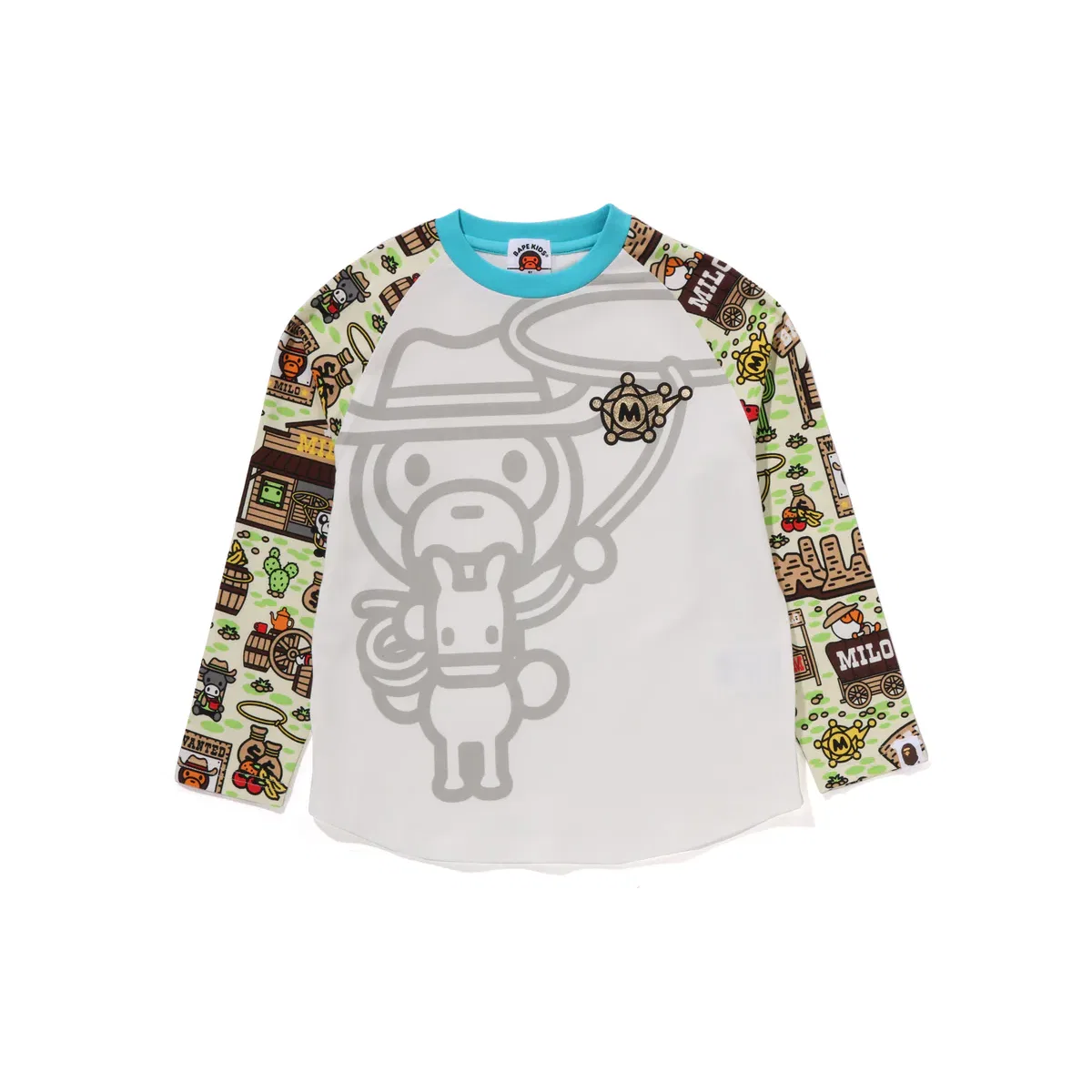 Детская футболка с принтом Milo Western A BATHING APE, Blue