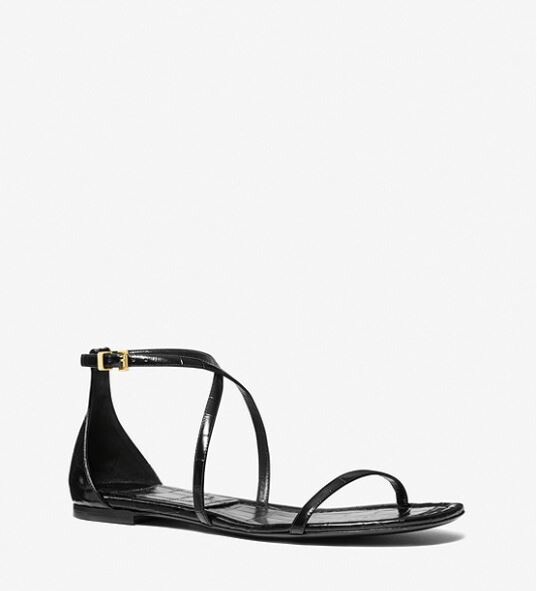 Сандалии с тиснением под крокодила Michael Kors Polly Crocodile Embossed Leather, черный — фото 2