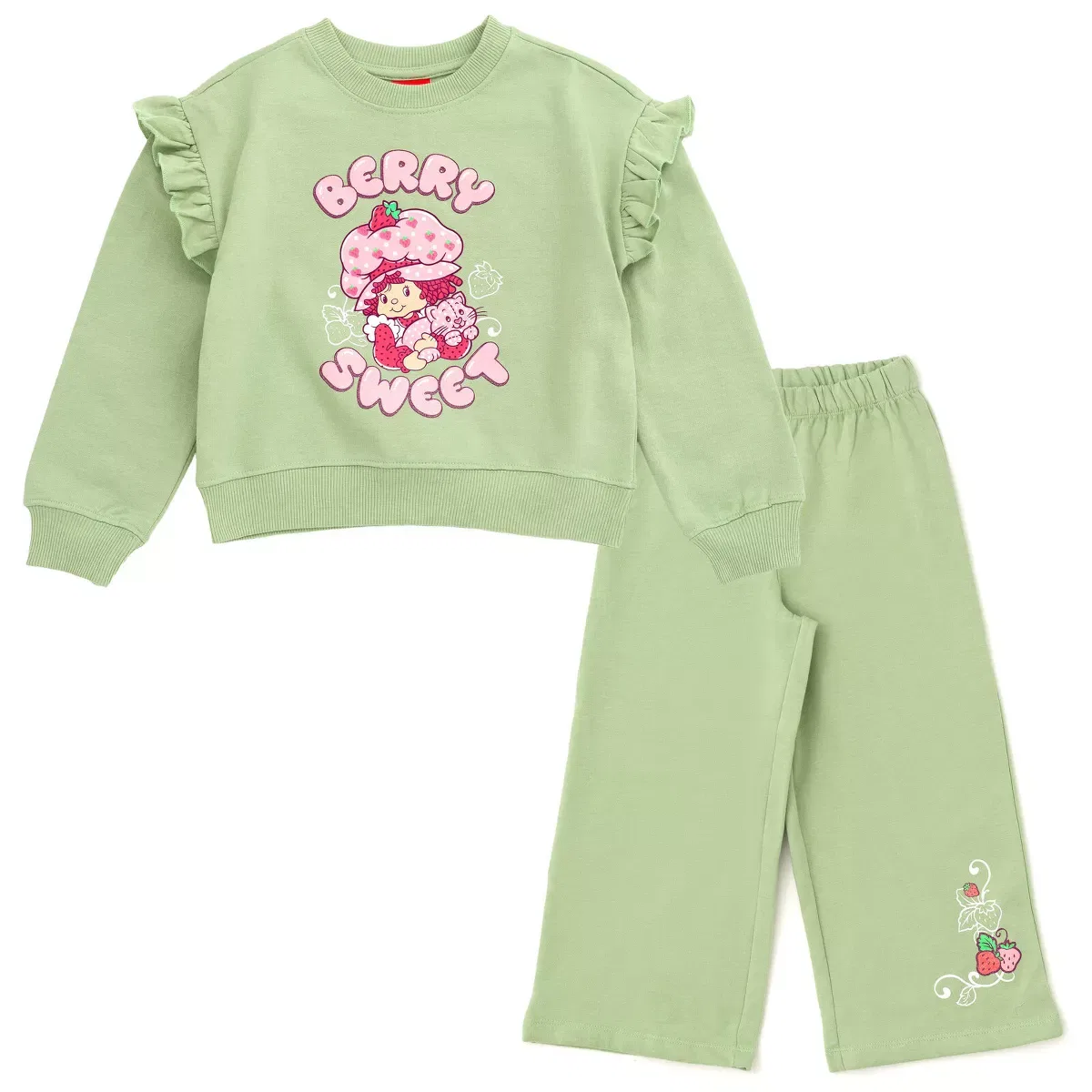 Детский комплект для девочек с принтом Berry Sweet Strawberry Shortcake, Pale Green