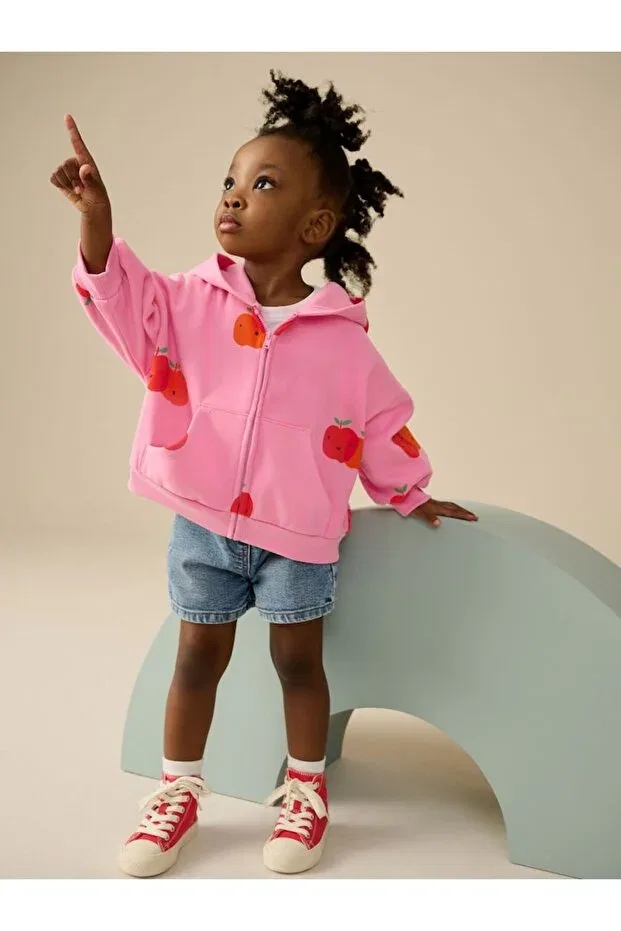 Детское худи для девочек хлопковое с принтом Apple Hoodie Next Baby, Pink