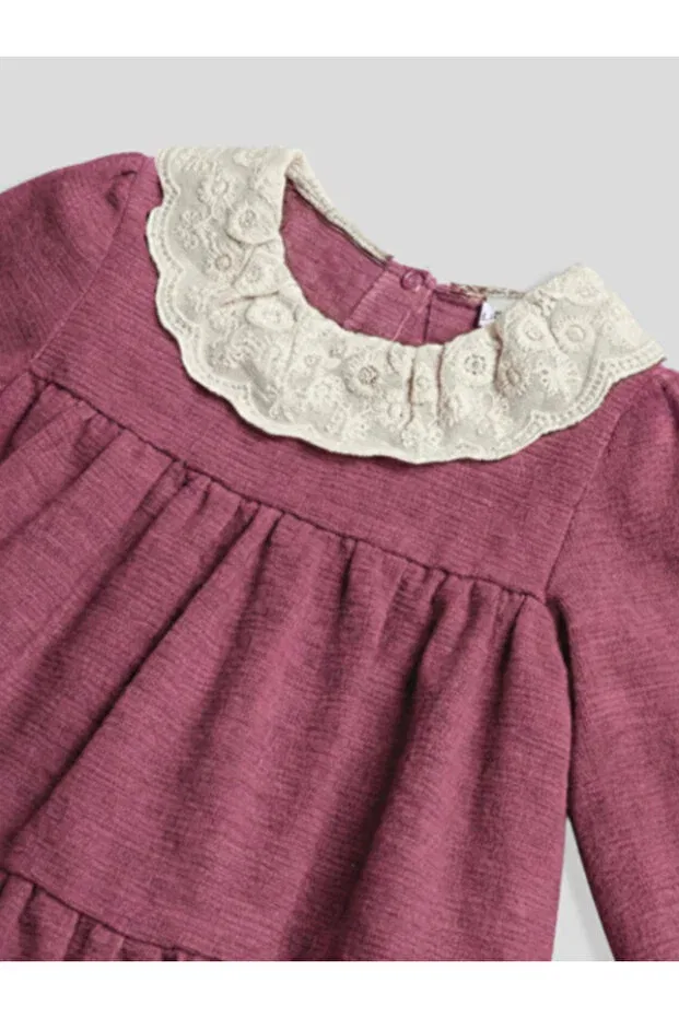 Детское платье для девочек хлопковое Lace Collar Detailed Lumbi Baby, Pink — фото 3