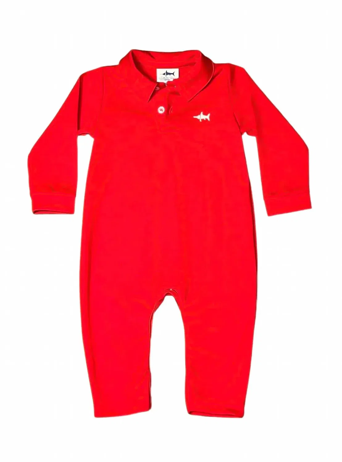 Детский боди-комбинезон поло с длинным рукавом с вышивкой Kids Signature Polo Romper Saltwater Boys Co., красный