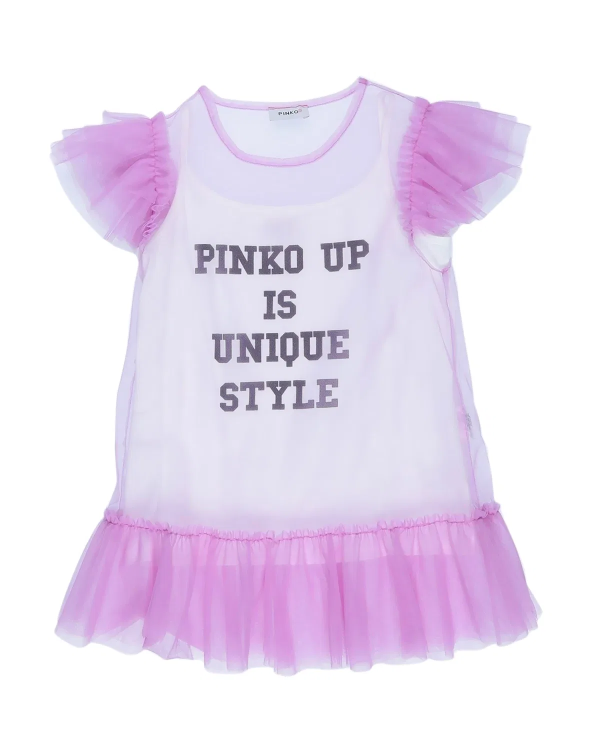Блузка из тюля с брендовым логотипом Pinko Up, светло-фиолетовый