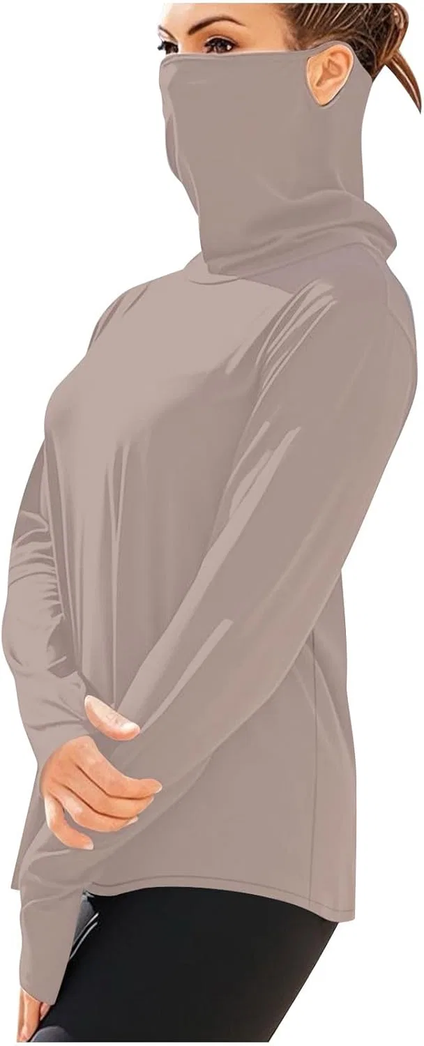 Женская футболка с защитой UPF 50+ Long Sleeve Performance Fishing Hiking Rash Guard, B-khaki