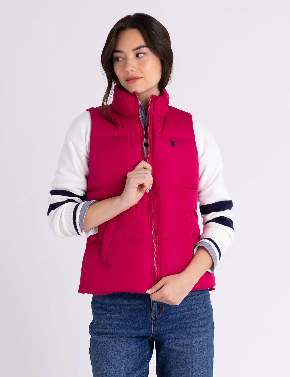 

Утепленный жилет U.S. Polo Assn Classic Puffer With Zip Pockets, ярко-розовый