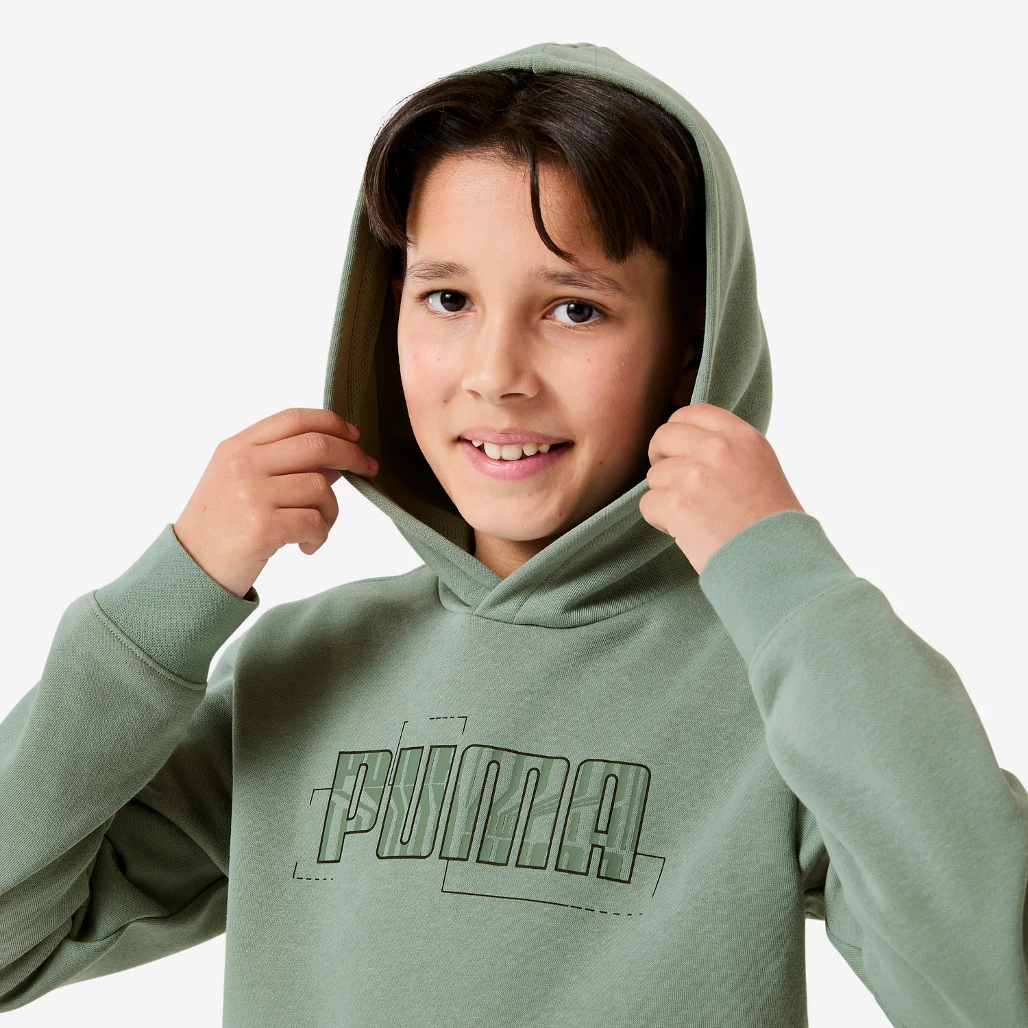 Детское худи с принтом Puma, Grun — фото 3
