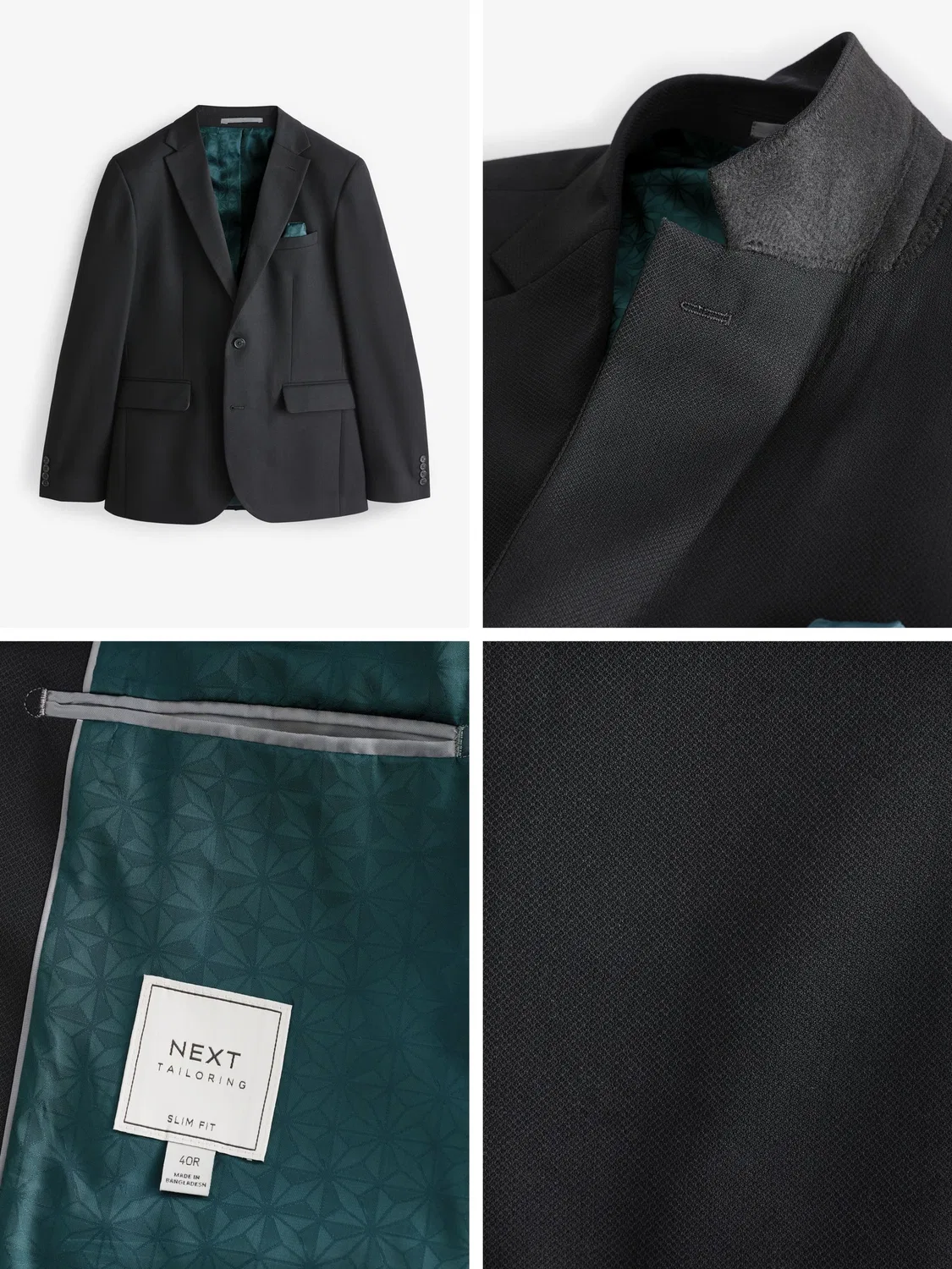 Пиджак костюмный Slim Fit Textured Next, черный — фото 4