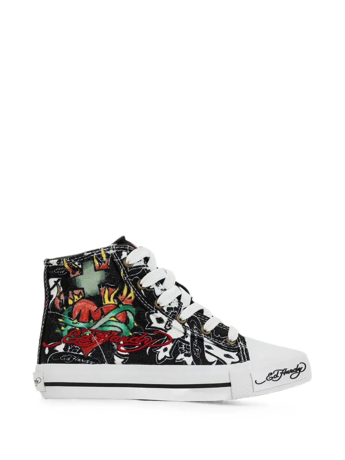 Высокие кеды с графичным принтом Ed Hardy Kids, черный — фото 2