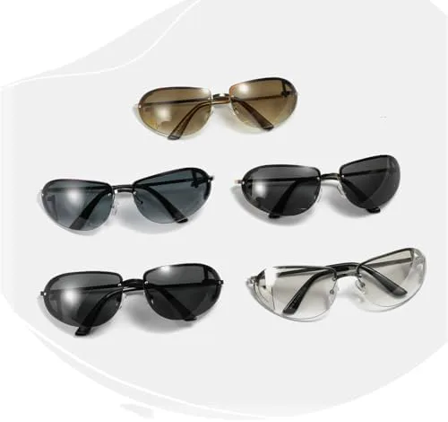 

Солнцезащитные очки 2027 года для женщин и мужчин, качественные безободковые очки для спорта на открытом воздухе, защита от ультрафиолета UV400 MTZJH, Black-black