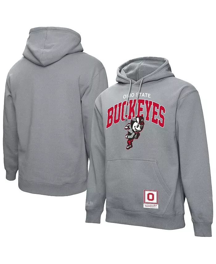 

Мужская худи с классической аркой Ohio State Buckeyes цвета хизер-серый Mitchell & Ness