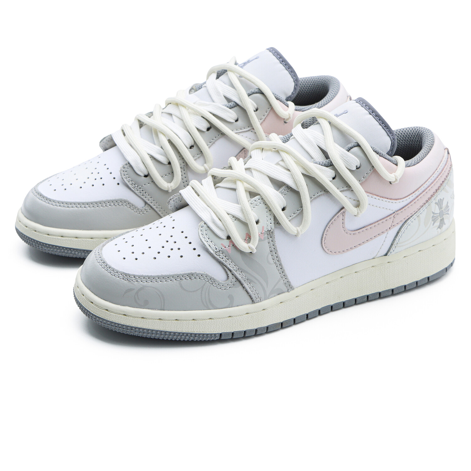Кроссовки Air Jordan 1 Vintage Basketball Shoes Women's Low-top Heather Gray/Dusty Pink, серый/розовый