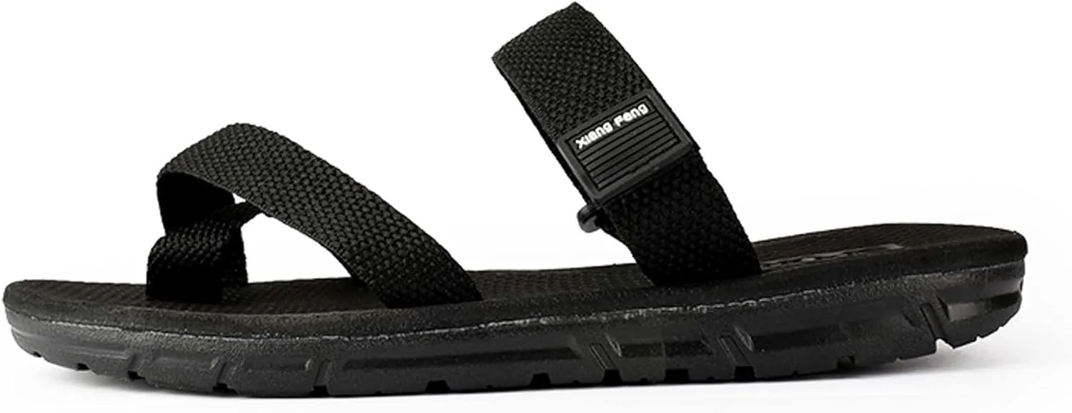 

Летние мужские шлепанцы с ручной отделкой из ленточек, пляжная обувь, легкие сетчатые сандалии на плоской подошве, удобные, дышащие, легкие Generic, черный
