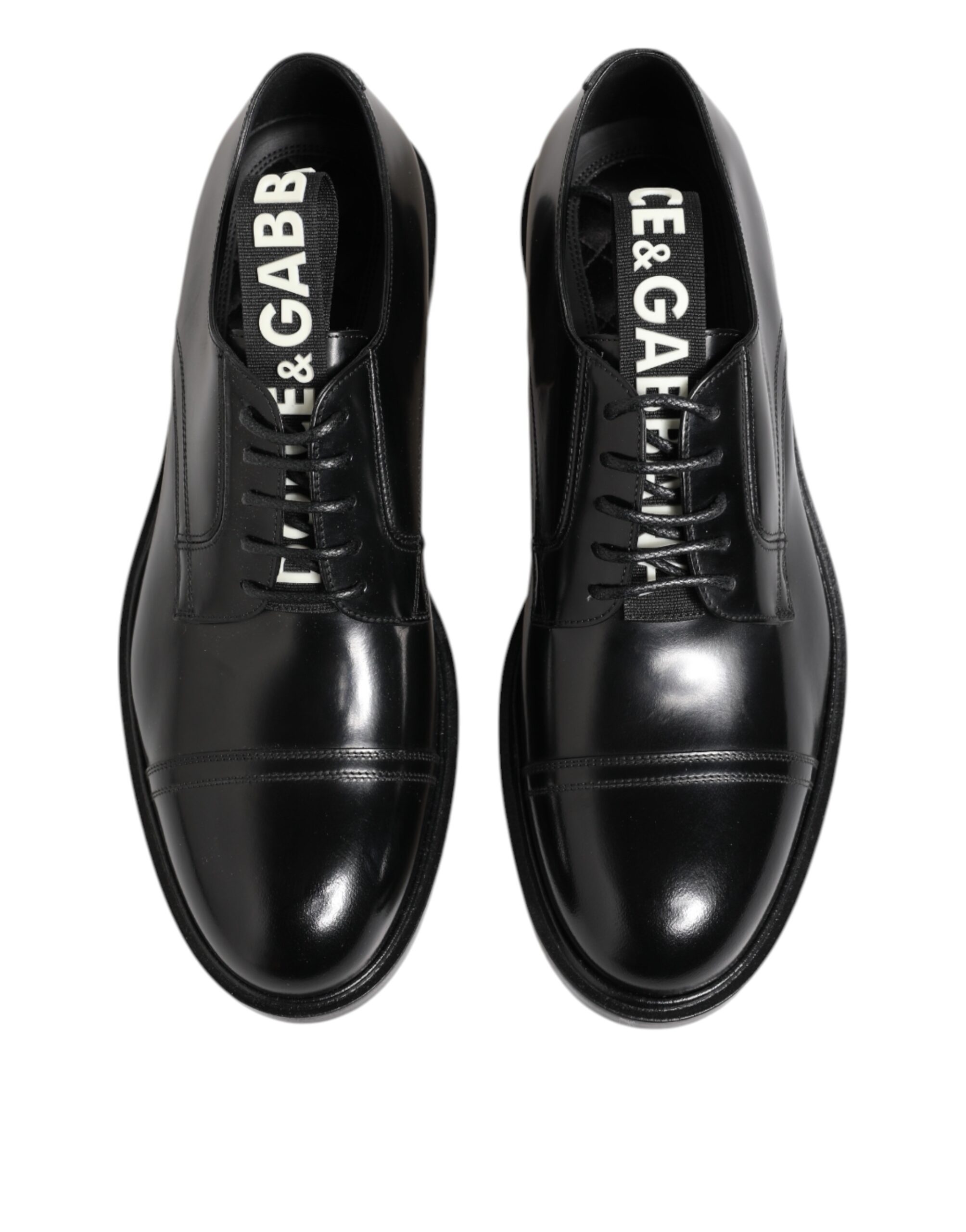 Черные кожаные туфли на шнуровке для мужчин Dolce & Gabbana, черный — фото 3