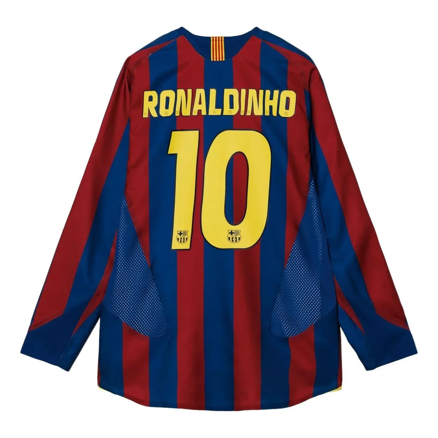 Футболка Nike FC Barcelona, переиздание сезона 2005/06, Роналдиньо №10, домашняя, «многоцветная»