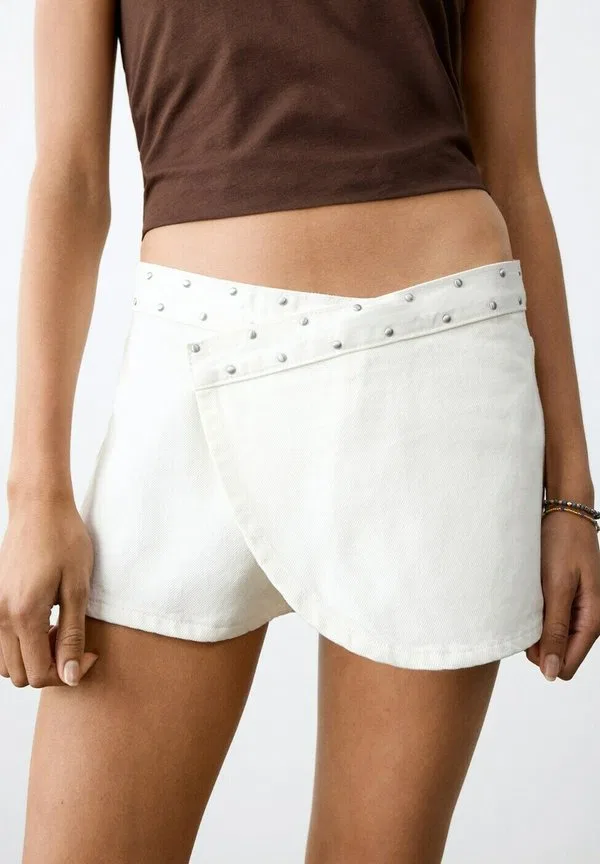 Подростковые джинсовые шорты кремового цвета Mango Kids, Off-White — фото 4