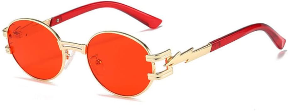 

Женские солнцезащитные очки в стиле панк, маленькие овальные, с прозрачными линзами с градиентом, защита от УФ-излучения UV400. Мужские солнцезащитные очки с металлическими дужками LANGSER, Gold Red