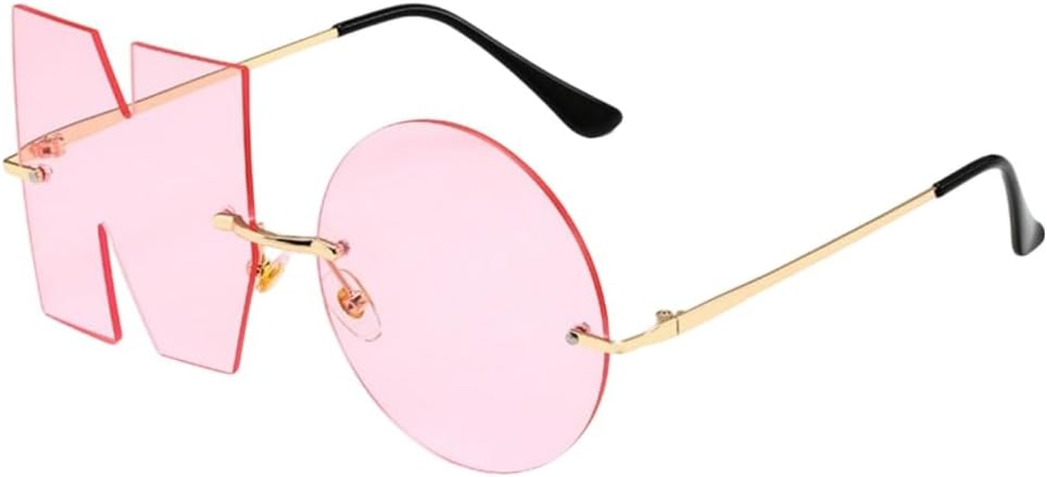 

Модные солнцезащитные очки без оправы, креативный дизайн с нестандартными буквами, персонализированный аксессуар для вечеринки, для тех, кто любит оригинальный декор Generic, Pink