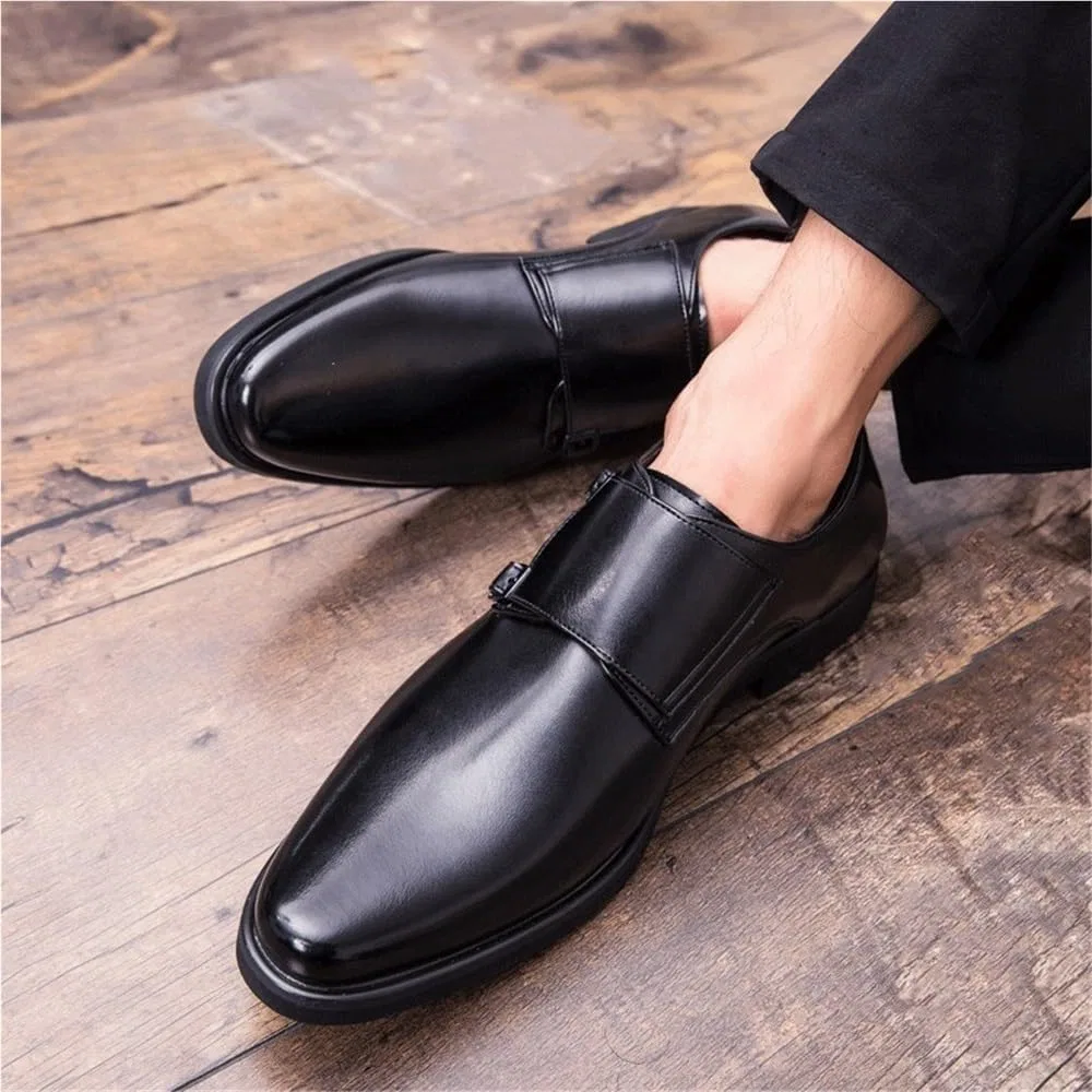 Лоферы мужские классические с пряжками, бренд не указан, модель Vintage Pointed Toe, черный DHFIRUFSHLO — фото 2