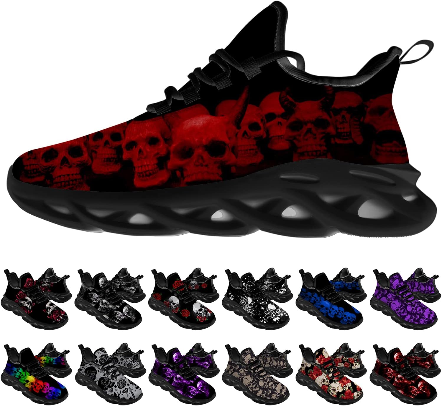 

Кроссовки Ciadoon Skull для мужчин и женщин, для бега по дороге, спортивные прогулочные, теннисные, атлетические кроссовки, подарок для мальчика и девочки, красный