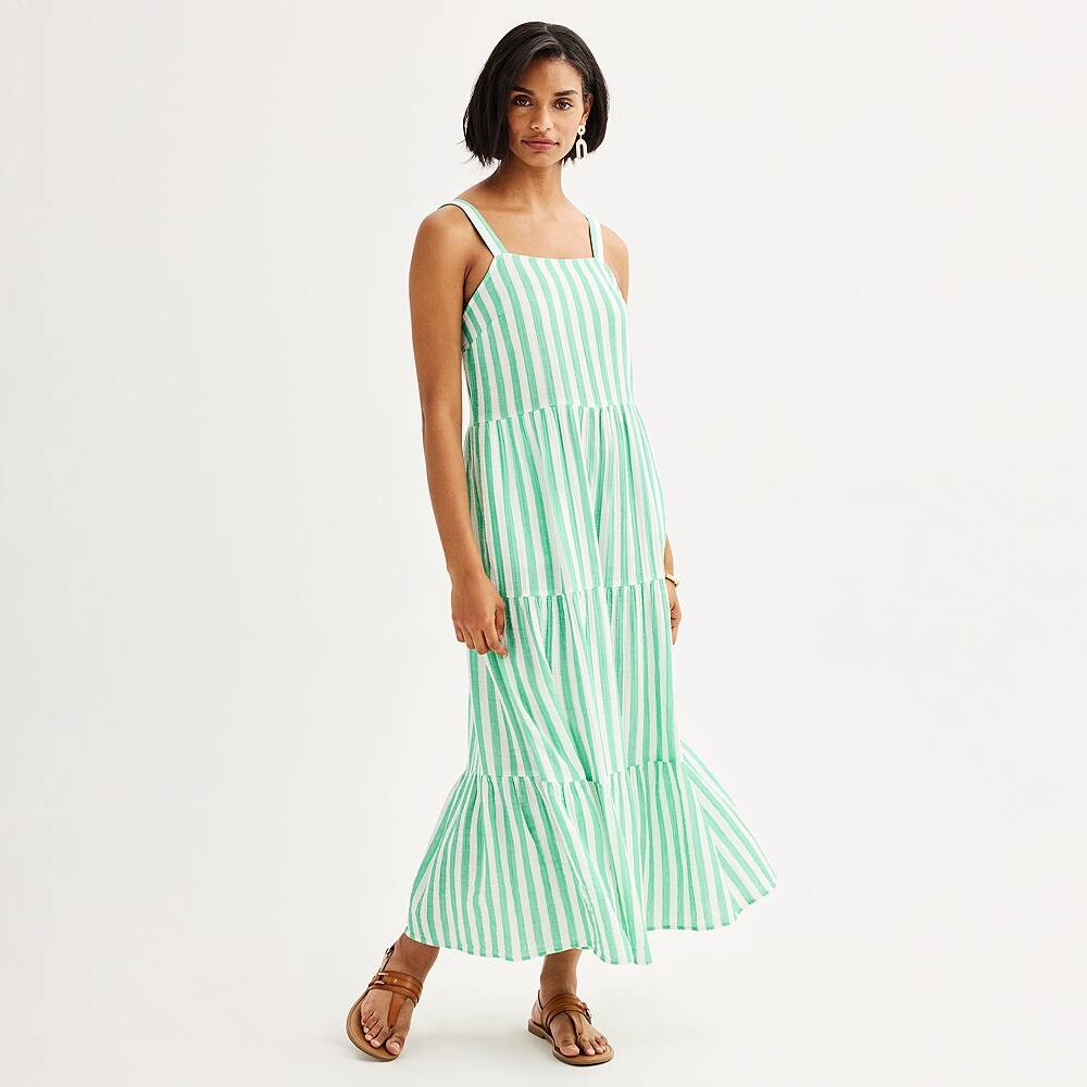 

Женское платье макси из мягкой марли Sonoma Goods For Life, цвет Bold Green Stripe