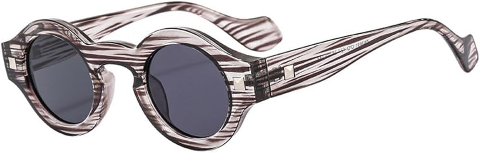 

MUTYNE Винтажные маленькие круглые панк-солнцезащитные очки для мужчин с заклепками, прозрачные линзы, солнцезащитные очки UV400 для женщин, серые солнцезащитные очки, Grey Stripe Gray