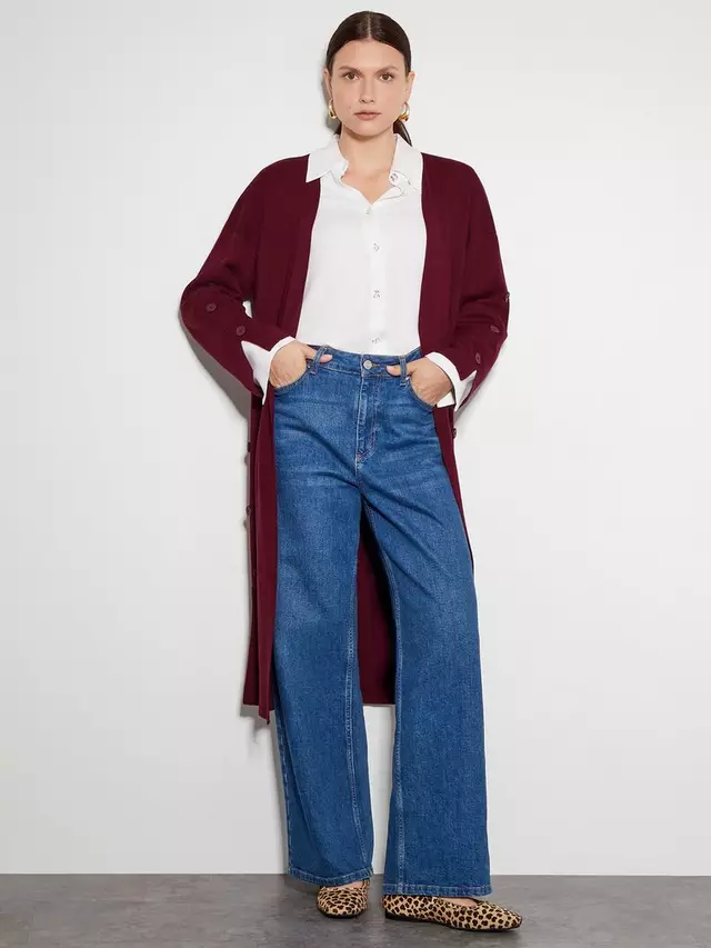 

Кардиган Monsoon Bo Button Detail Longline, цвет rouge