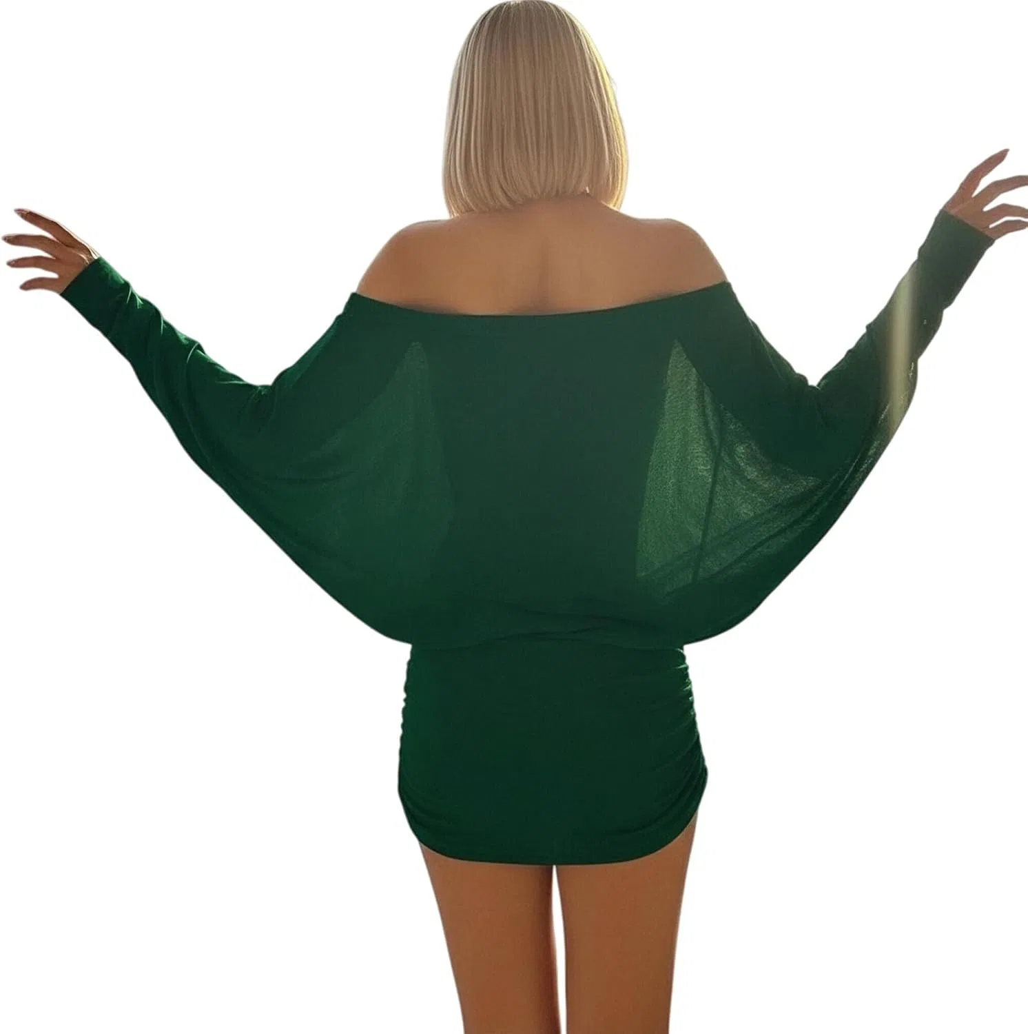 Generic Платье Off The Shoulder с прозрачными вставками и рукавами-крыльями — фото 2