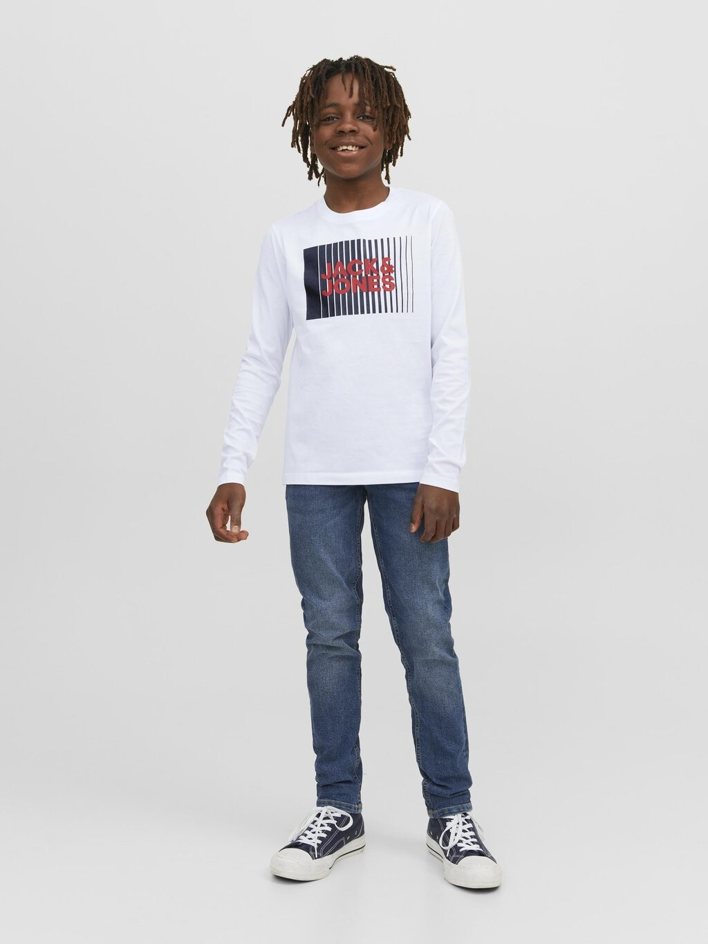 Топ с длинными рукавами JJECORP LOGO PLAY O NECK Jack & Jones Junior, цвет white — фото 2