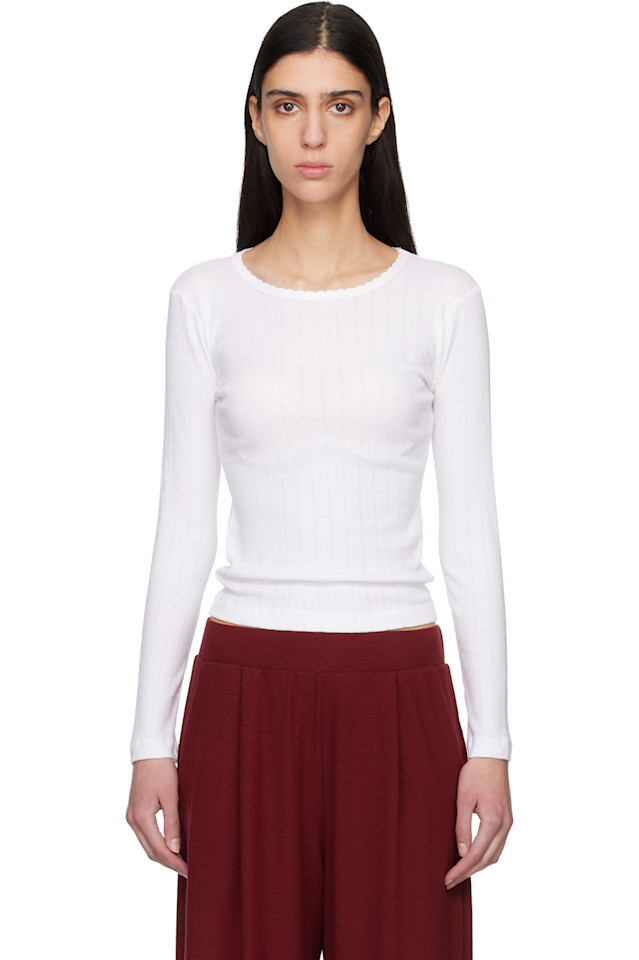 

Футболка с длинным рукавом приталенного кроя Pointelle Leset, белый