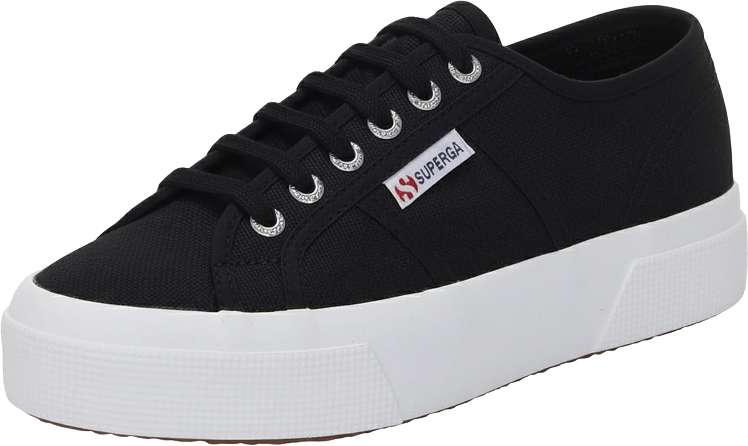 

Кроссовки Superga 2740 Platform для мужчин и женщин - иконические итальянские теннисные кроссовки с дышащим верхом из ткани и нескользящей резиновой подошвой, черный