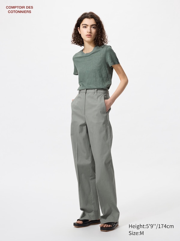 

Прямые брюки из хлопка Uniqlo, зеленый