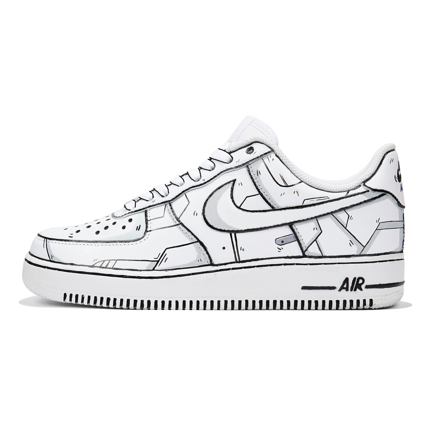 

Кроссовки для скейтбординга Air Force 1 мужские с низким верхом, черные/белые/серые Nike, Черный, Кроссовки для скейтбординга Air Force 1 мужские с низким верхом, черные/белые/серые Nike