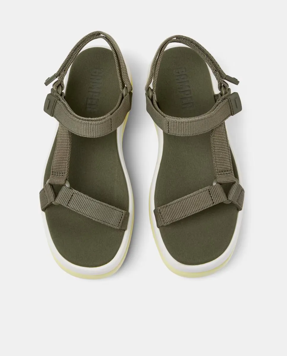 Женские сандалии Pelotas Flota Up на платформе с застежкой-липучкой Camper, зеленый — фото 3