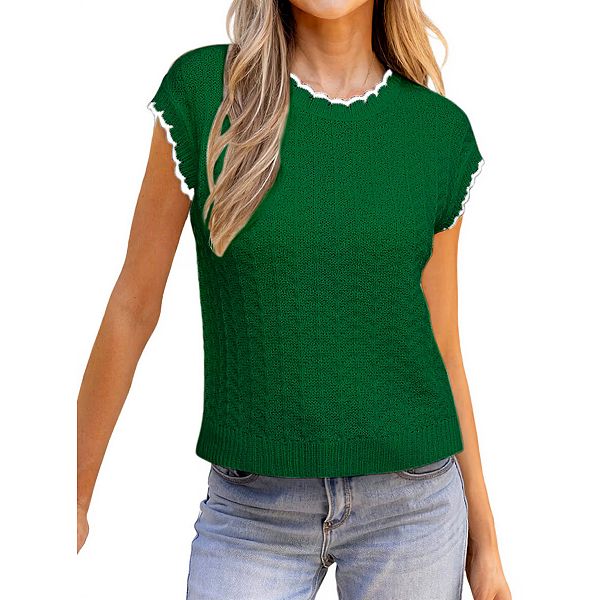 

Женский жилет с коротким рукавом, модный трикотажный топ Elitespirit, Green