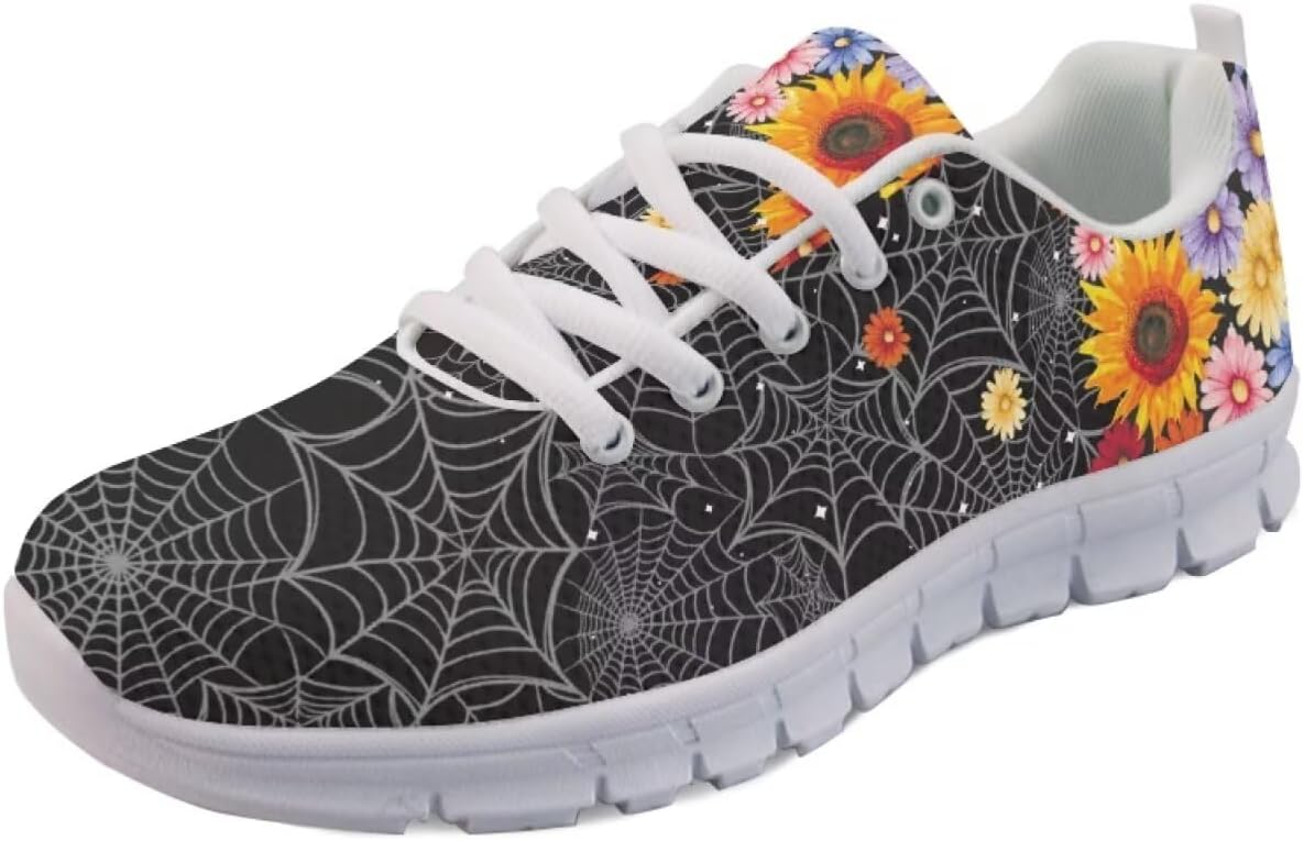 

Кроссовки Forchrinse Purple Nebula Blue Galaxy для мужчин и женщин, легкие спортивные кроссовки для бега и занятий в зале, Halloween Spider Web Flower