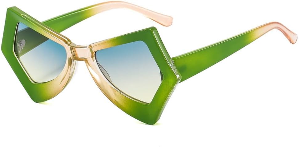 

Солнцезащитные очки неправильной формы для женщин и мужчин, двухцветная градиентная оправа, панк-стиль, «кошачий глаз», солнцезащитные очки с защитой от УФ-излучения UV400 LXLHWN, Green