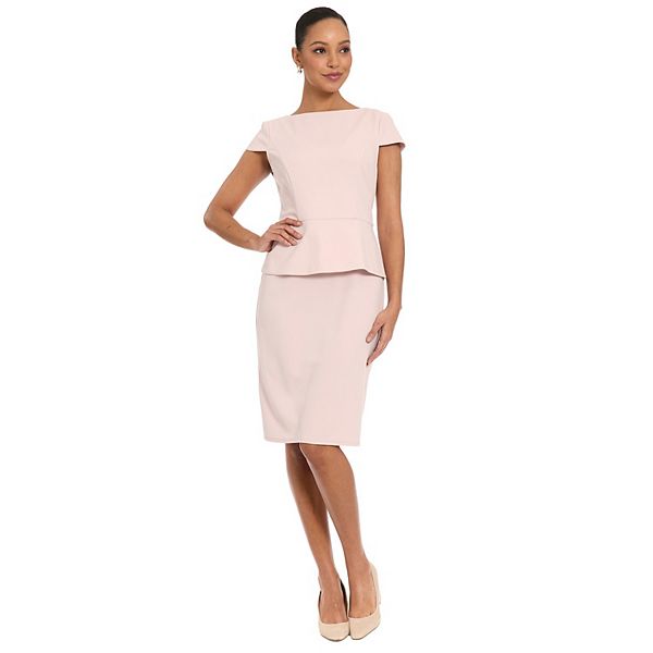 

Женское платье-футляр с каплевидными рукавами и баской London Times, Dusty Pink