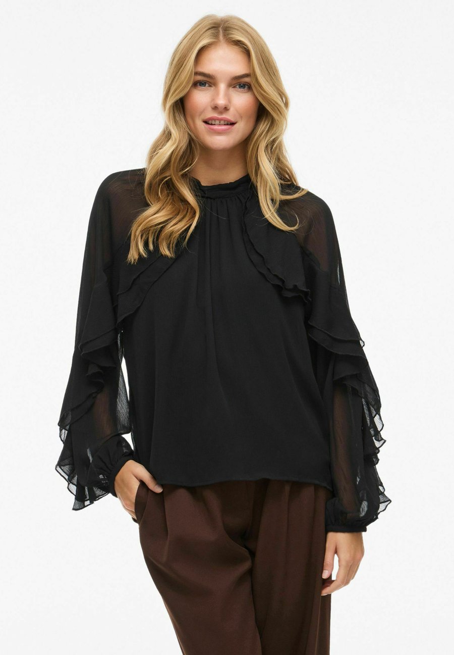 

Блуза VILA MIT LANGEN ÄRMELN VIBINNA STEHKRAGEN, Black Beauty/Black