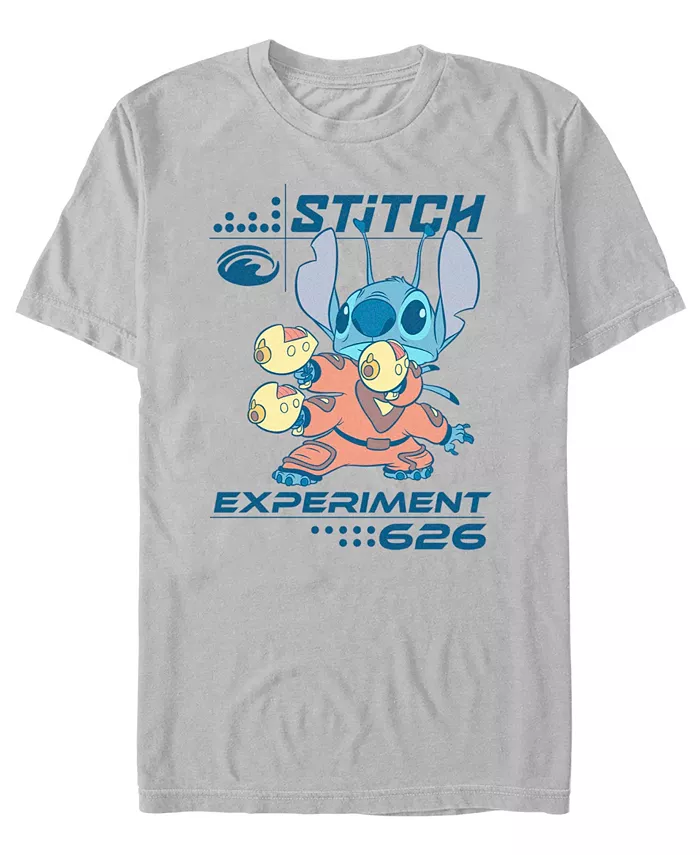 

Мужская футболка Experiment 626 с коротким рукавом Lilo Stitch, серебряный