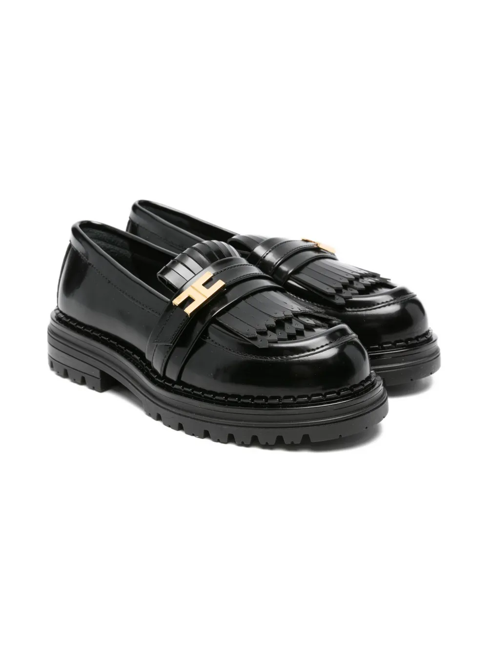 

Лоферы из кожи с логотипом Elisabetta Franchi La Mia Bambina, черный