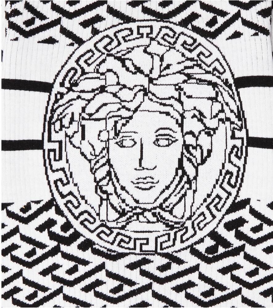 Шерстяной свитер интарсия с декором Medusa Versace, белый — фото 3