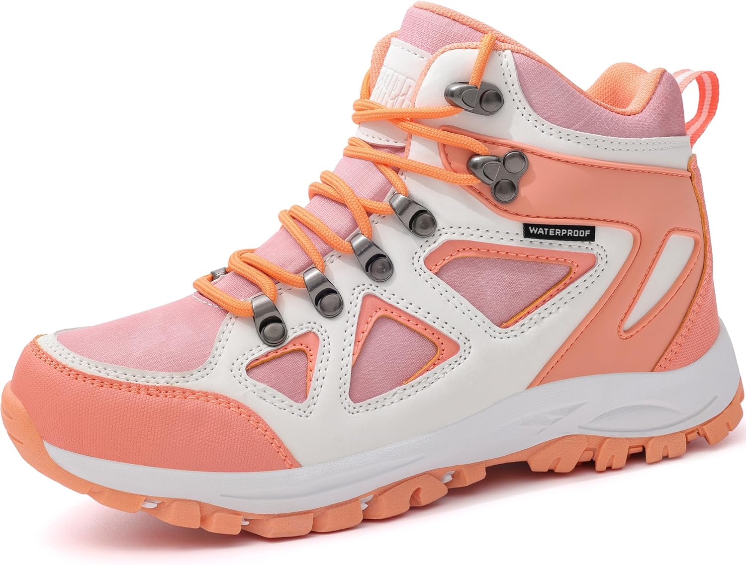 

Детские трекинговые ботинки R CORD, водонепроницаемые, противоскользящие, для активного отдыха, на шнуровке, для девочек, с прочной TPR подошвой для хорошего сцепления, Peach