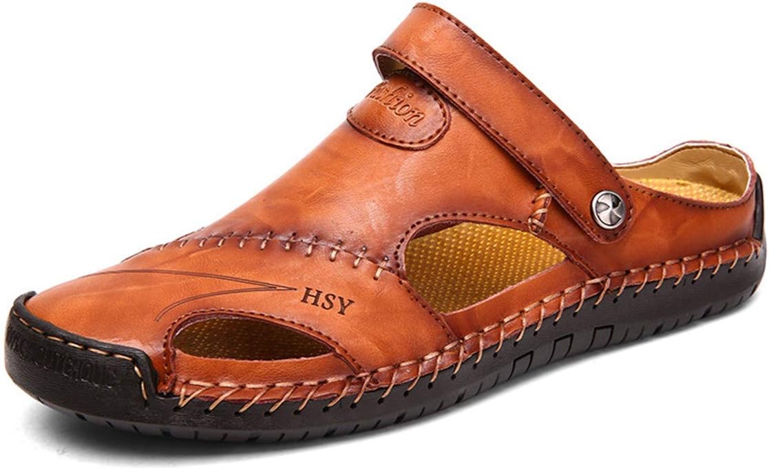 

Мужские сандалии CrazycatZ с ручной прошивкой из кожи с вырезами, спортивные сандалии, коричневый