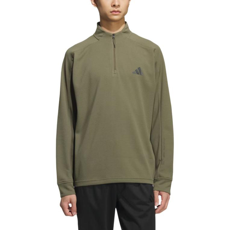 Футболка мужская modern tech waffle crew sweatshirt Adidas, оливковый — фото 2