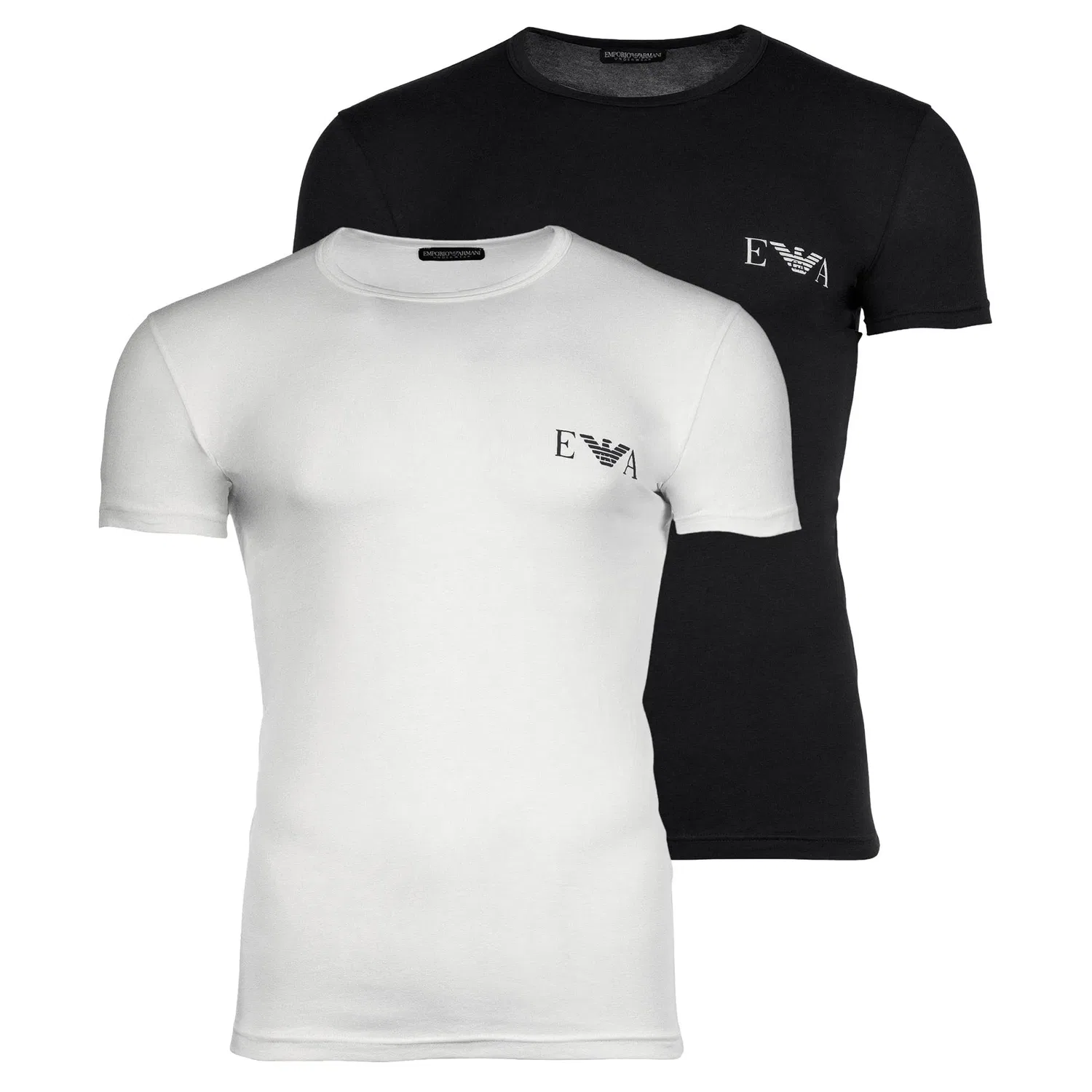 Мужская хлопковая футболка 2er Pack Emporio Armani, Black/White